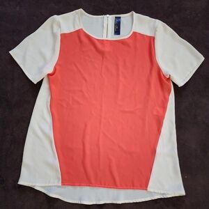 Blue Rain Coral and White Short Sleeve Top